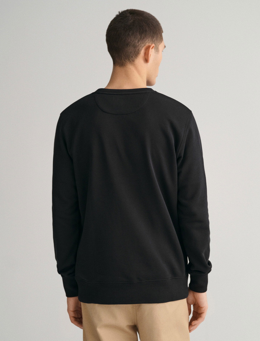 GANT Erkek Siyah Regular Fit Bisiklet Yaka Sweatshirt