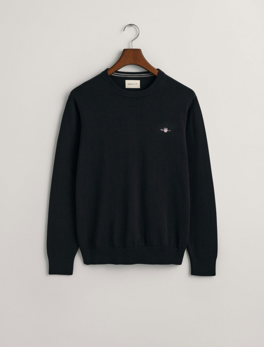 GANT Erkek Siyah Regular Fit Bisiklet Yaka Kazak GANT Erkek Siyah Regular Fit Bisiklet Yaka Kazak