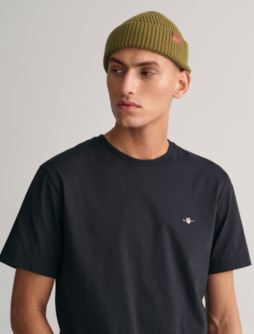 GANT Erkek Siyah Regular Fit Bisiklet Yaka T-Shirt