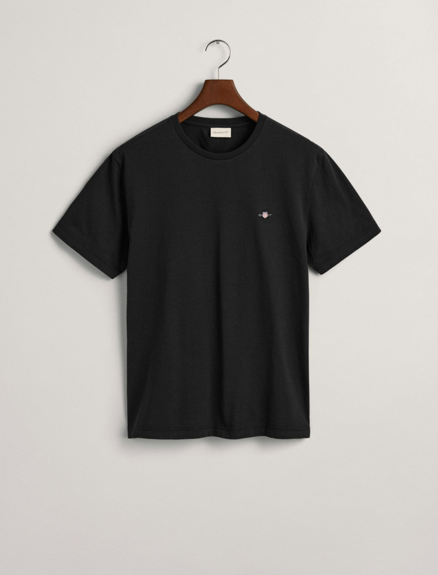 GANT Erkek Siyah Regular Fit Bisiklet Yaka T-Shirt