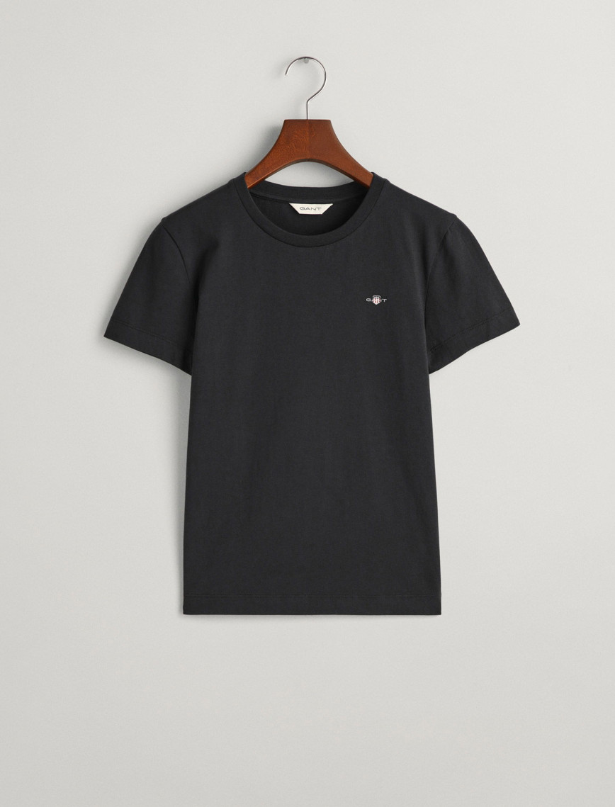 GANT Kadın Siyah Regular Fit Bisiklet Yaka T-Shirt GANT Kadın Siyah Regular Fit Bisiklet Yaka T-Shirt