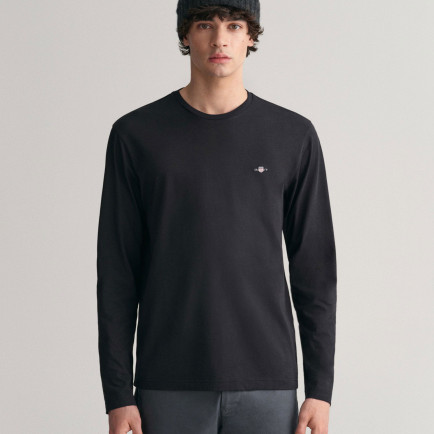 GANT Erkek Siyah Regular Fit Bisiklet Yaka Uzun Kollu T-Shirt GANT Erkek Siyah Regular Fit Bisiklet Yaka Uzun Kollu T-Shirt
