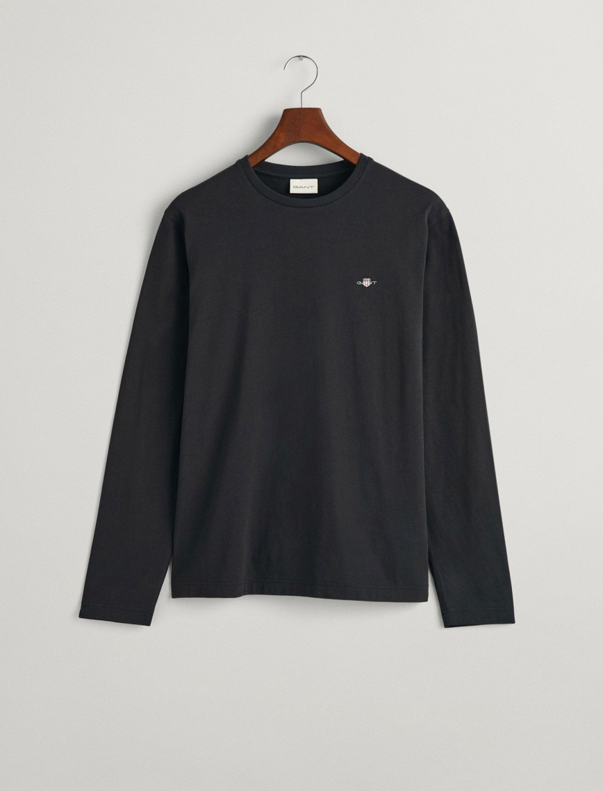 GANT Erkek Siyah Regular Fit Bisiklet Yaka Uzun Kollu T-Shirt GANT Erkek Siyah Regular Fit Bisiklet Yaka Uzun Kollu T-Shirt