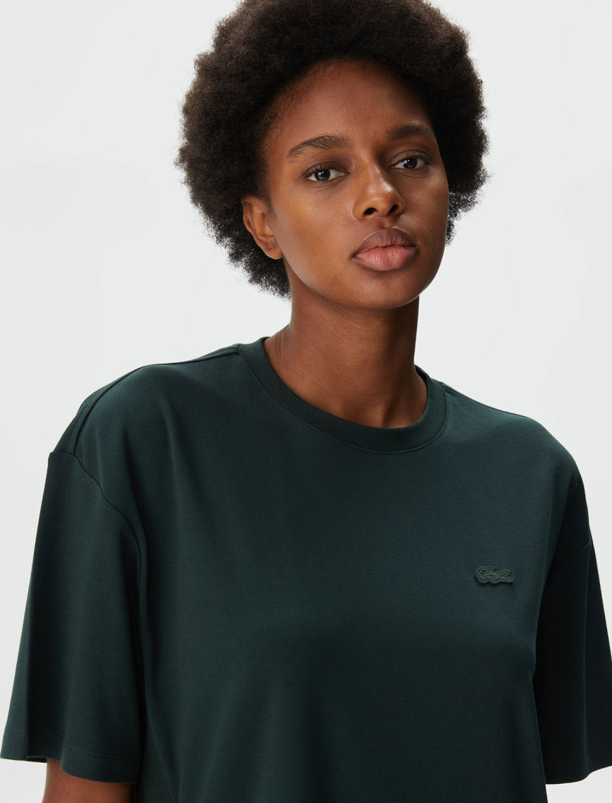 Lacoste Kadın Relaxed Fit Bisiklet Yaka Koyu Yeşil T-Shirt Lacoste Kadın Relaxed Fit Bisiklet Yaka Koyu Yeşil T-Shirt