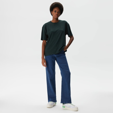 Lacoste Kadın Relaxed Fit Bisiklet Yaka Koyu Yeşil T-Shirt Lacoste Kadın Relaxed Fit Bisiklet Yaka Koyu Yeşil T-Shirt