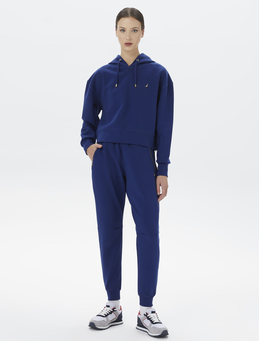 Nautica Kadın Mavi Relaxed Fit Kapüşonlu Sweatshirt