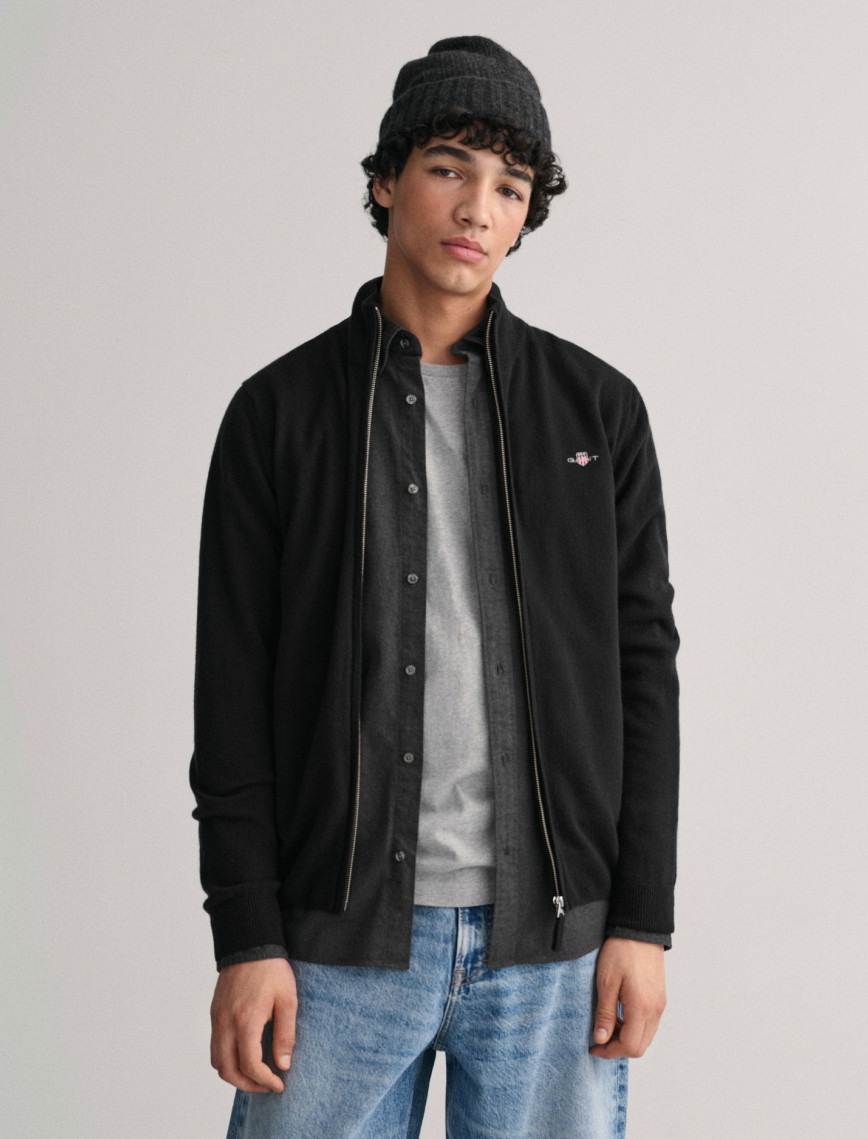 GANT Erkek Bej Regular Fit Fermuarlı Yün Hırka GANT Erkek Bej Regular Fit Fermuarlı Yün Hırka