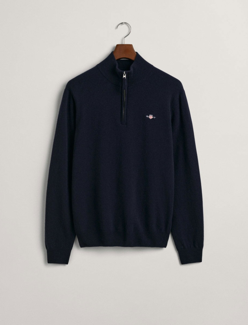 GANT Erkek Lacivert Regular Fit Yarım Fermuarlı Yün Kazak GANT Erkek Lacivert Regular Fit Yarım Fermuarlı Yün Kazak