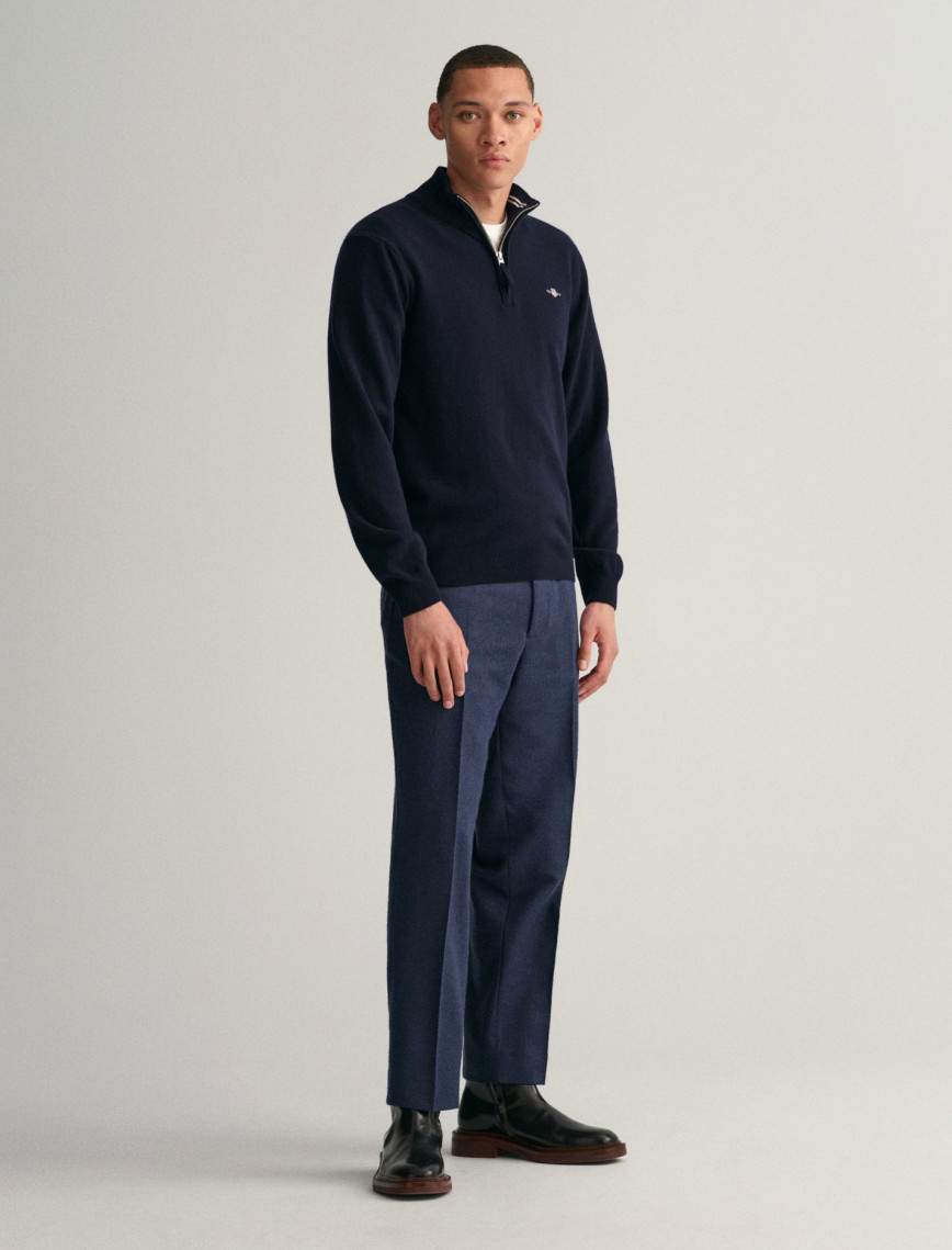 GANT Erkek Lacivert Regular Fit Yarım Fermuarlı Yün Kazak GANT Erkek Lacivert Regular Fit Yarım Fermuarlı Yün Kazak