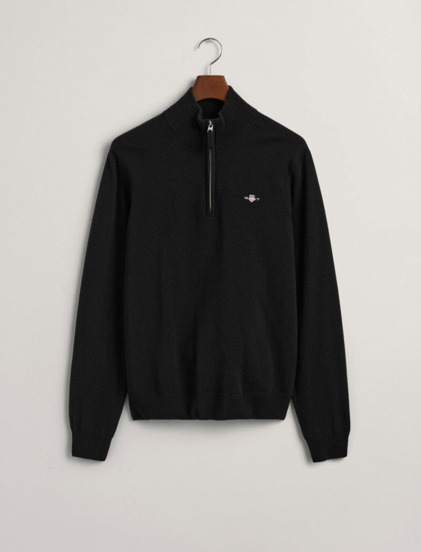 GANT Erkek Siyah Regular Fit Yarım Fermuarlı Yün Kazak GANT Erkek Siyah Regular Fit Yarım Fermuarlı Yün Kazak