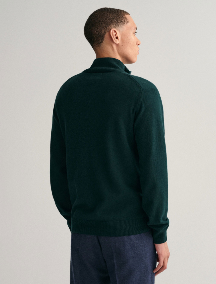 GANT Erkek Yeşil Regular Fit Yarım Fermuarlı Yün Kazak GANT Erkek Yeşil Regular Fit Yarım Fermuarlı Yün Kazak