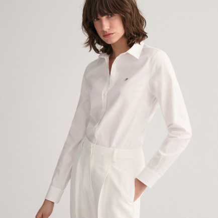 GANT Kadın Beyaz Slim Fit Klasik Yaka Oxford Gömlek GANT Kadın Beyaz Slim Fit Klasik Yaka Oxford Gömlek