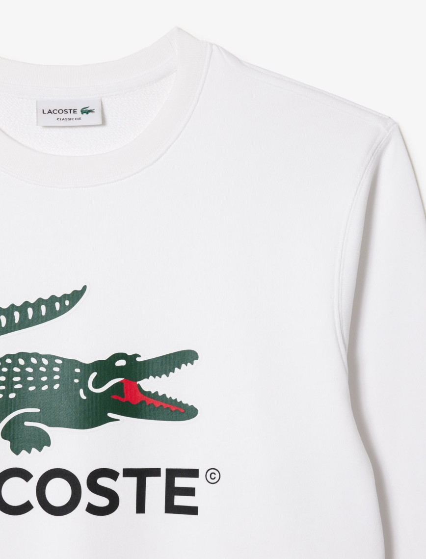 Lacoste Erkek Classic Fit Bisiklet Yaka Baskılı Beyaz Sweatshirt Lacoste Erkek Classic Fit Bisiklet Yaka Baskılı Beyaz Sweatshirt