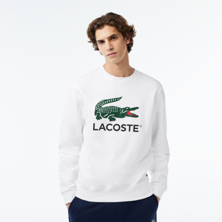Lacoste Erkek Classic Fit Bisiklet Yaka Baskılı Beyaz Sweatshirt Lacoste Erkek Classic Fit Bisiklet Yaka Baskılı Beyaz Sweatshirt