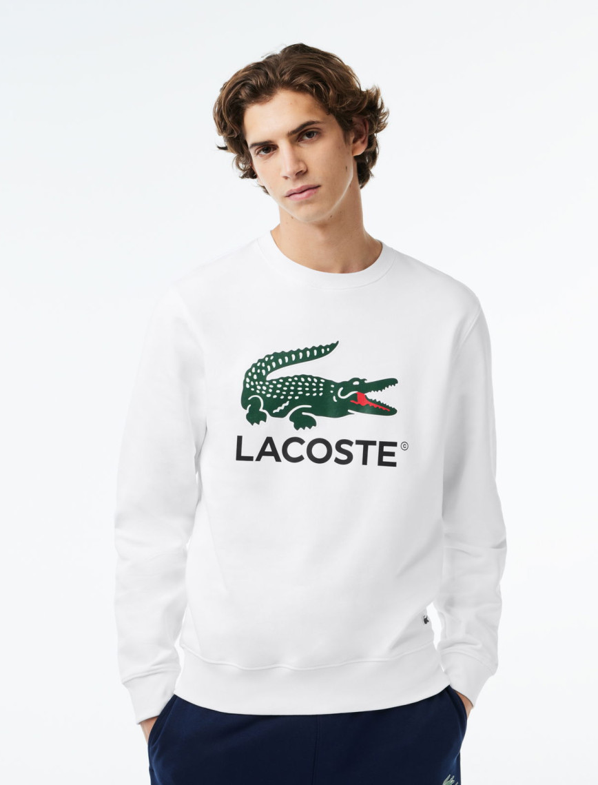 Lacoste Erkek Classic Fit Bisiklet Yaka Baskılı Beyaz Sweatshirt Lacoste Erkek Classic Fit Bisiklet Yaka Baskılı Beyaz Sweatshirt