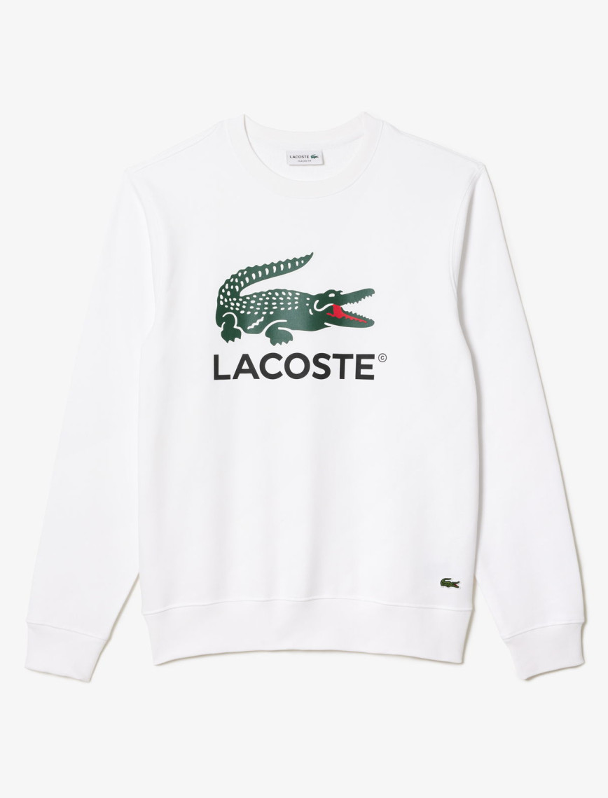 Lacoste Erkek Classic Fit Bisiklet Yaka Baskılı Beyaz Sweatshirt Lacoste Erkek Classic Fit Bisiklet Yaka Baskılı Beyaz Sweatshirt