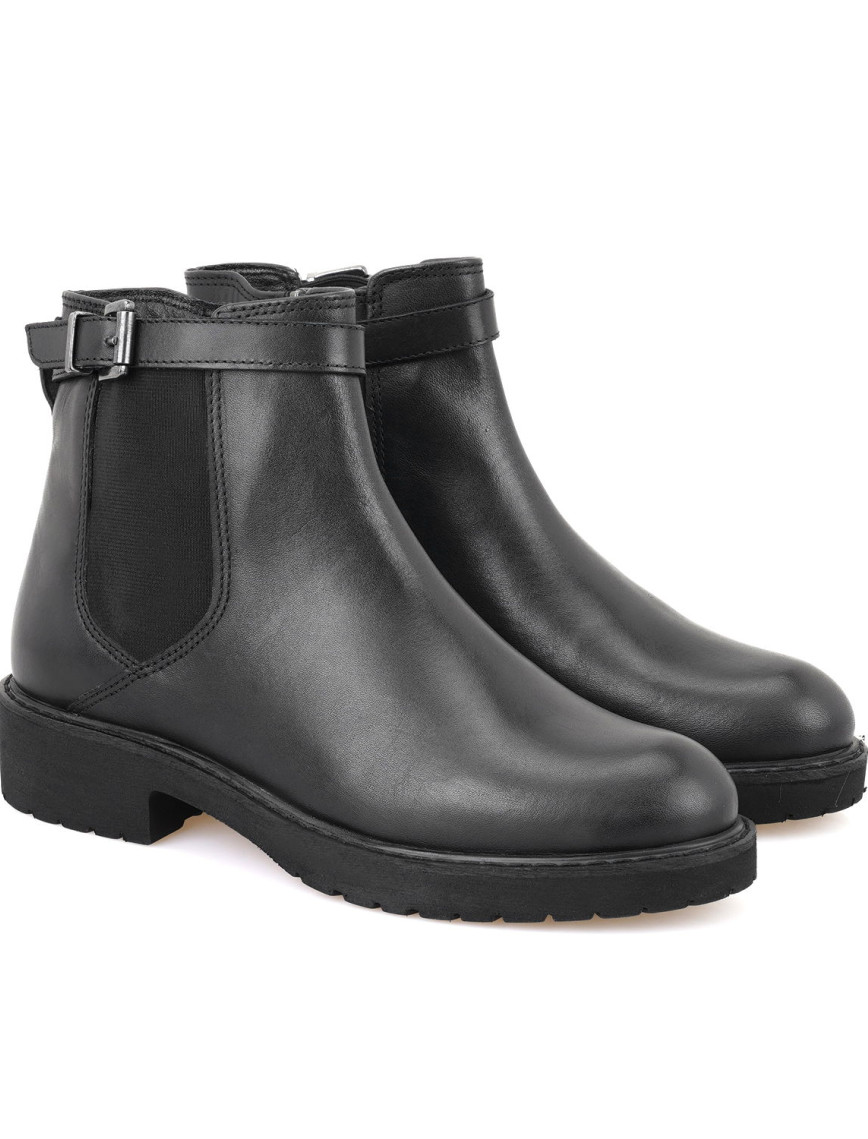 Paloma Siyah Kadın Ayarlanabilir Tokalı Lastikli Deri Bot Paloma Siyah Kadın Ayarlanabilir Tokalı Lastikli Deri Bot