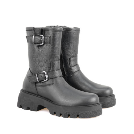 Kadın Siyah Fermuarlı Deri Bot Kadın Siyah Fermuarlı Deri Bot