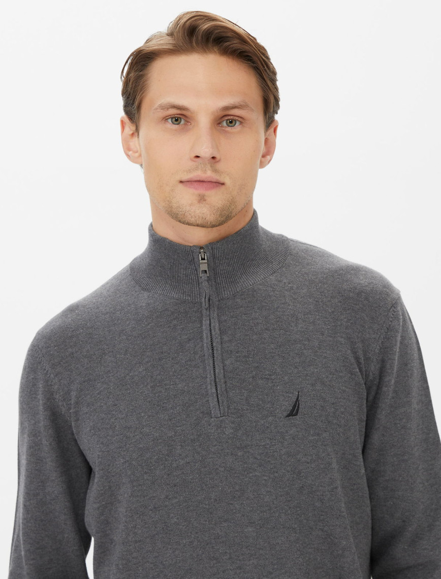 Nautica Erkek Gri Standart Fit Dik Yakalı Triko Nautica Erkek Gri Standart Fit Dik Yakalı Triko