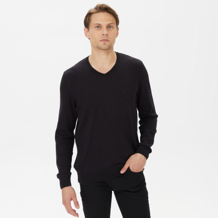 Nautica Erkek Siyah Standart Fit V Yaka Triko Nautica Erkek Siyah Standart Fit V Yaka Triko