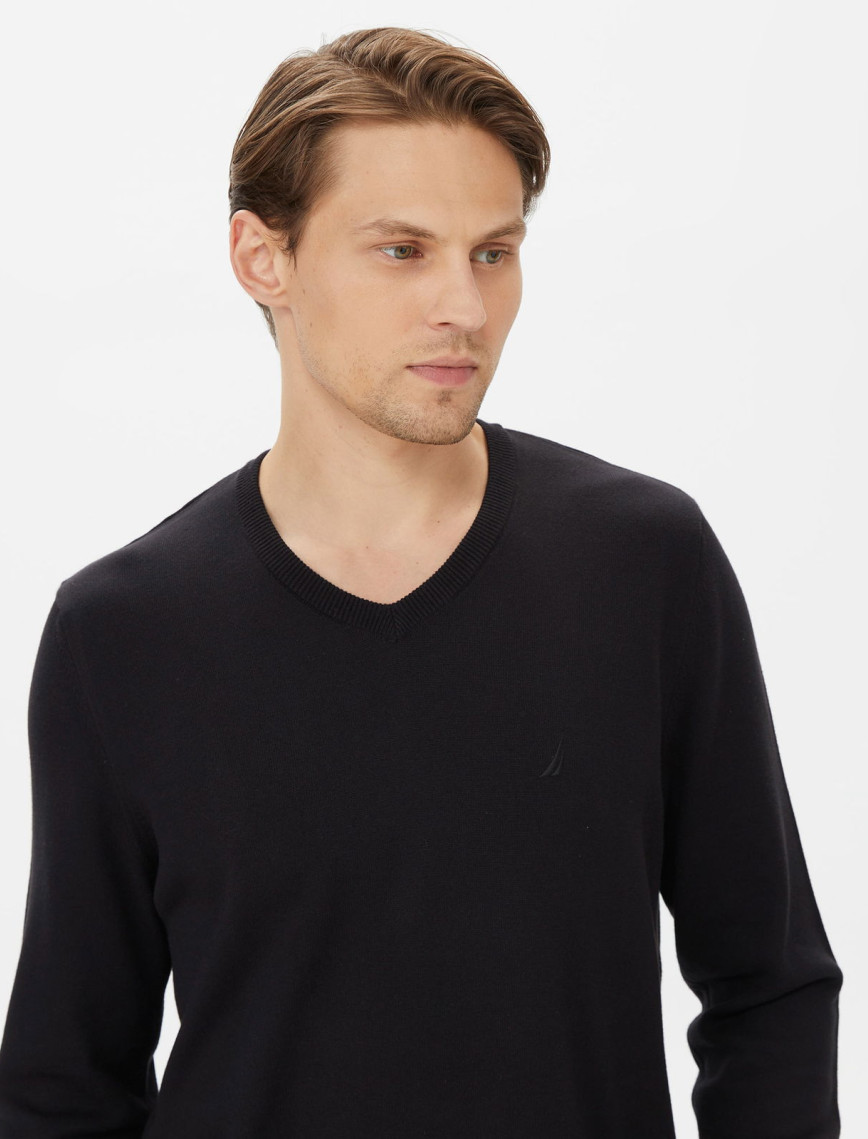 Nautica Erkek Siyah Standart Fit V Yaka Triko Nautica Erkek Siyah Standart Fit V Yaka Triko