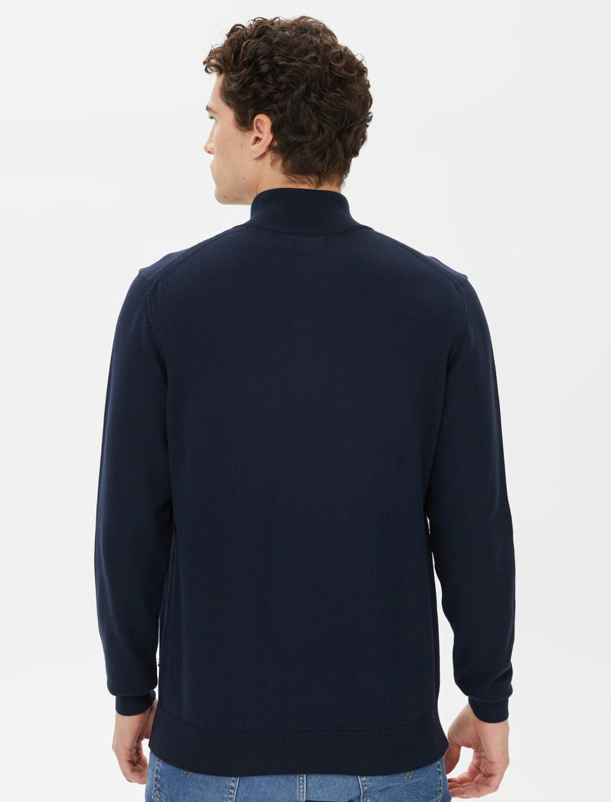 Nautica Erkek Lacivert Standart Fit Dik Yakalı Triko