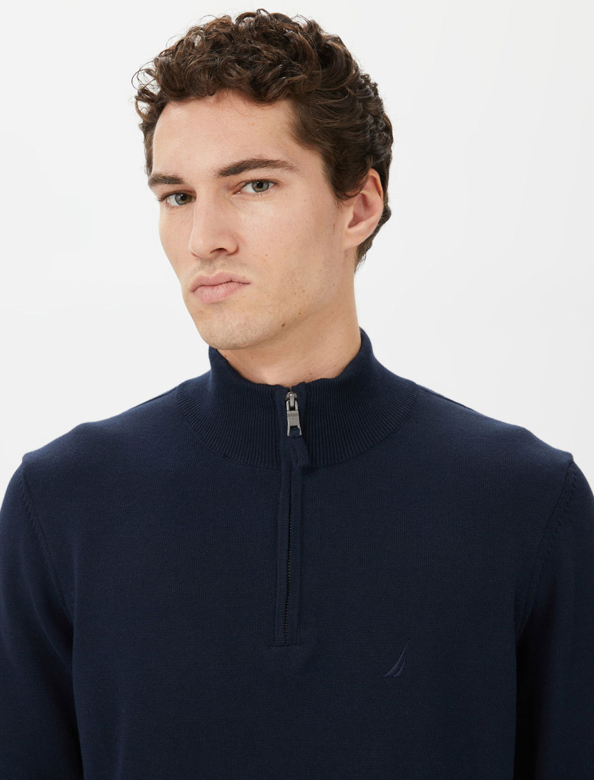 Nautica Erkek Lacivert Standart Fit Dik Yakalı Triko