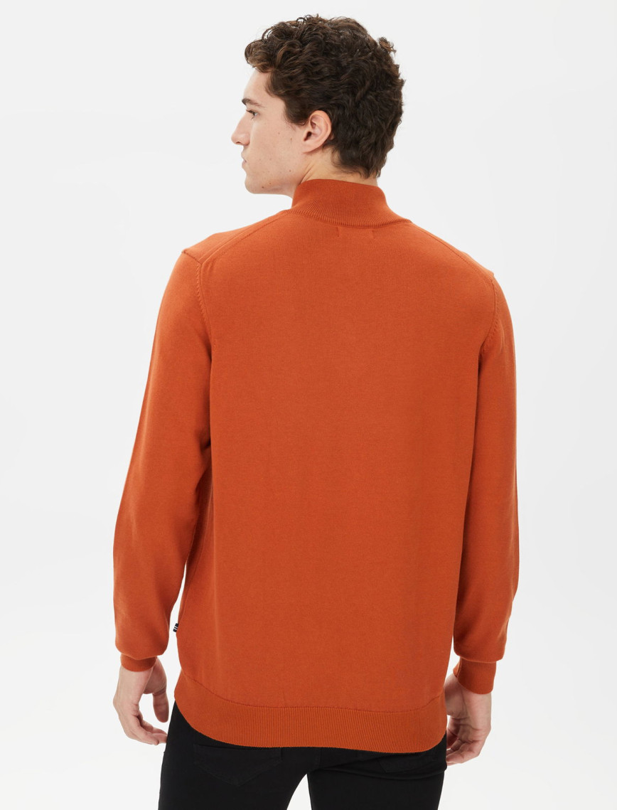 Nautica Erkek Turuncu Standart Fit Dik Yakalı Triko Nautica Erkek Turuncu Standart Fit Dik Yakalı Triko