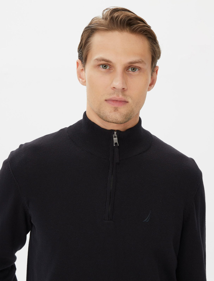 Nautica Erkek Siyah Standart Fit Dik Yakalı Triko Nautica Erkek Siyah Standart Fit Dik Yakalı Triko