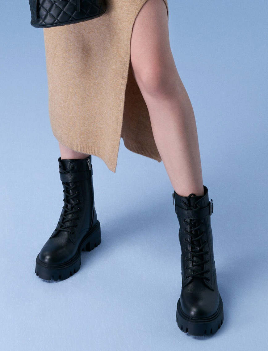 Kadın Siyah Fermuarlı Deri Bot Kadın Siyah Fermuarlı Deri Bot