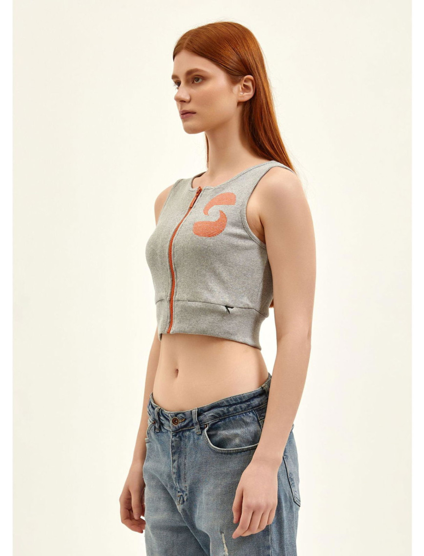 Nasaqu Kadın Aktif Fermuarlı Gri Krom Crop Top Nasaqu Kadın Aktif Fermuarlı Gri Krom Crop Top