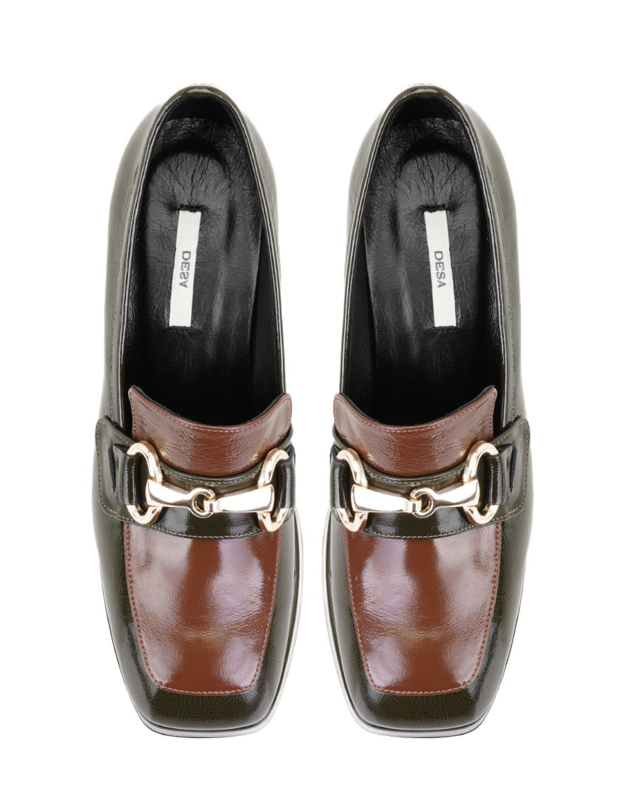 Kadın Kahve Topuklu Rugan Deri Loafer Kadın Kahve Topuklu Rugan Deri Loafer