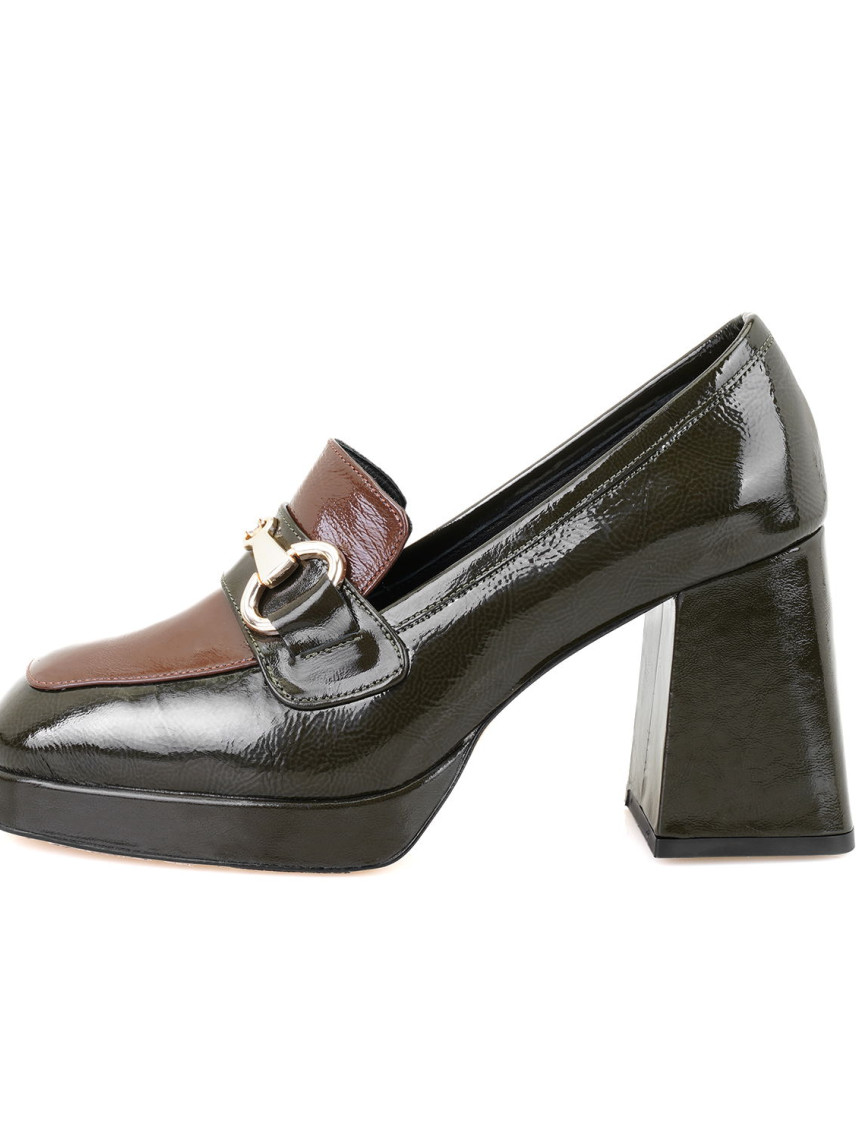 Kadın Kahve Topuklu Rugan Deri Loafer Kadın Kahve Topuklu Rugan Deri Loafer