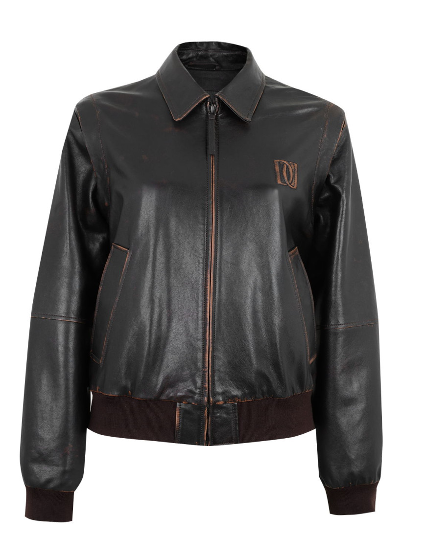 Channery Siyah Kadın Vintage Deri Ceket Channery Siyah Kadın Vintage Deri Ceket