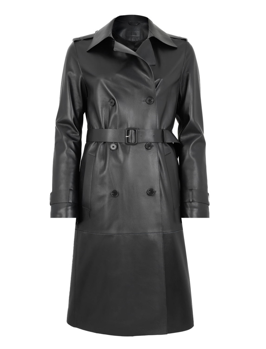 Annily Siyah Kadın Deri Trençkot