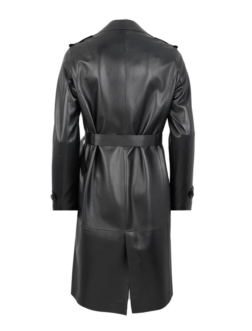 Annily Siyah Kadın Deri Trençkot