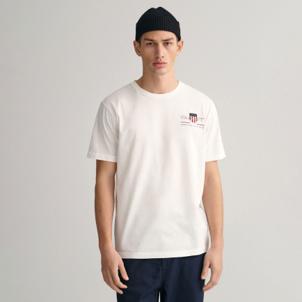 GANT Erkek Beyaz Regular Fit Bisiklet Yaka Logolu T-shirt GANT Erkek Beyaz Regular Fit Bisiklet Yaka Logolu T-shirt