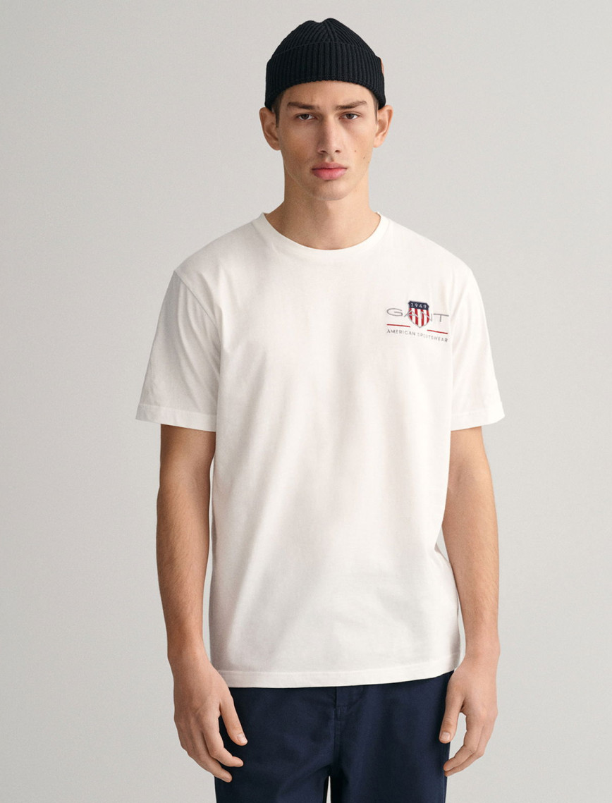 GANT Erkek Siyah Regular Fit Bisiklet Yaka Logolu T-shirt GANT Erkek Siyah Regular Fit Bisiklet Yaka Logolu T-shirt