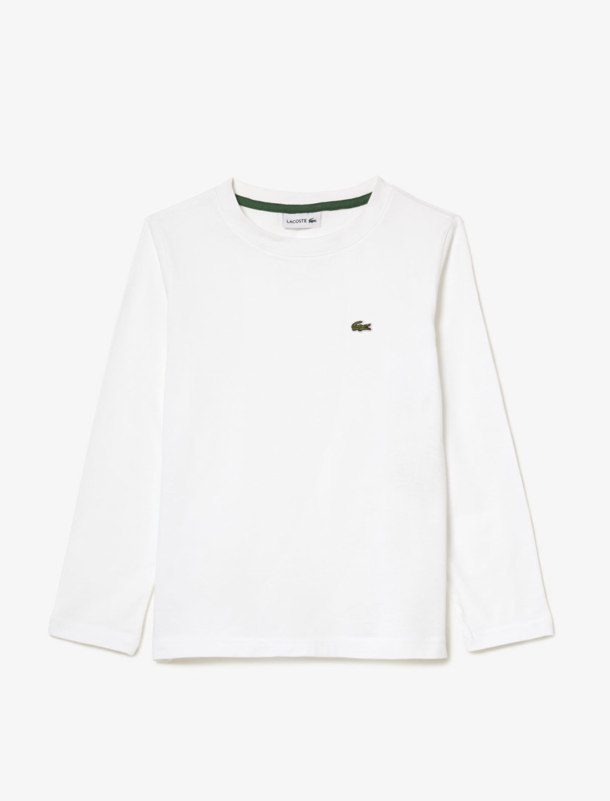 Lacoste Çocuk Uzun Kollu Bisiklet Yaka Beyaz T-Shirt