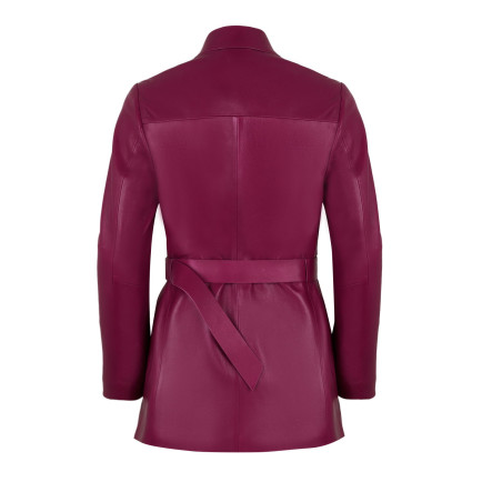 Kelly Bordo Kadın Deri Trençkot Kelly Bordo Kadın Deri Trençkot