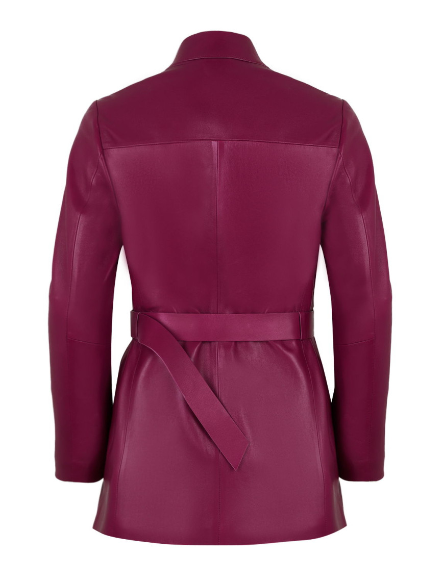 Kelly Bordo Kadın Deri Trençkot Kelly Bordo Kadın Deri Trençkot