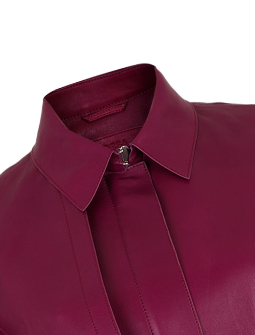 Kelly Bordo Kadın Deri Trençkot Kelly Bordo Kadın Deri Trençkot