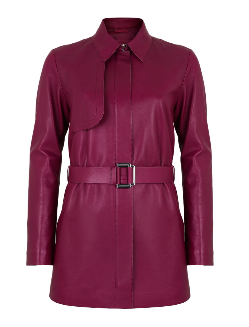 Kelly Bordo Kadın Deri Trençkot Kelly Bordo Kadın Deri Trençkot