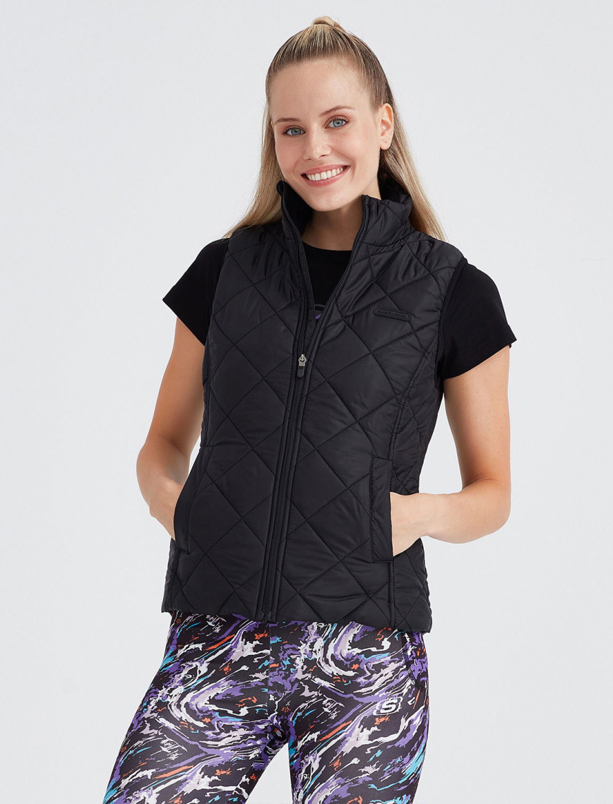 Skechers Outerwear Padded Kadın Siyah Günlük Yelek Skechers Outerwear Padded Kadın Siyah Günlük Yelek