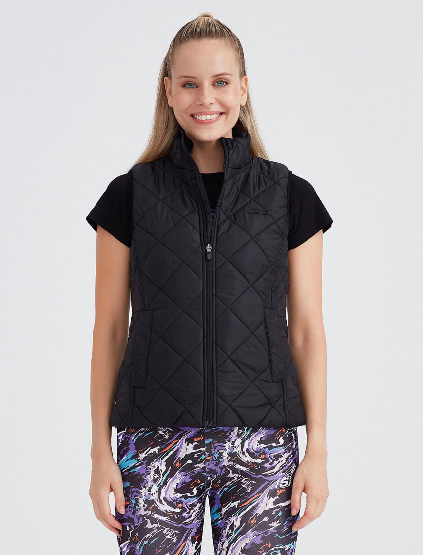 Skechers Outerwear Padded Kadın Siyah Günlük Yelek Skechers Outerwear Padded Kadın Siyah Günlük Yelek