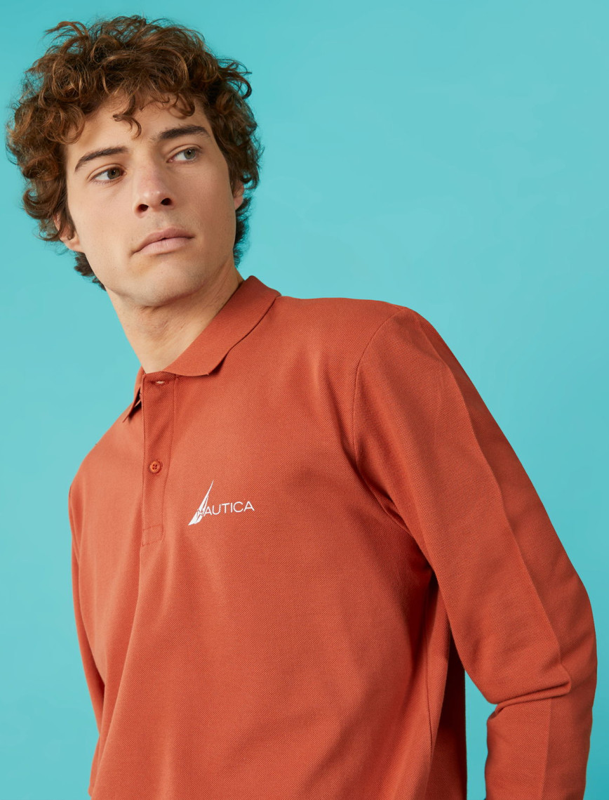 Nautica Erkek Turuncu Classic Fit Uzun Kollu Polo Nautica Erkek Turuncu Classic Fit Uzun Kollu Polo