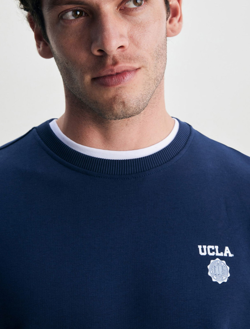 Ucla Valley Erkek Mavi Bisiklet Yaka Sweatshirt