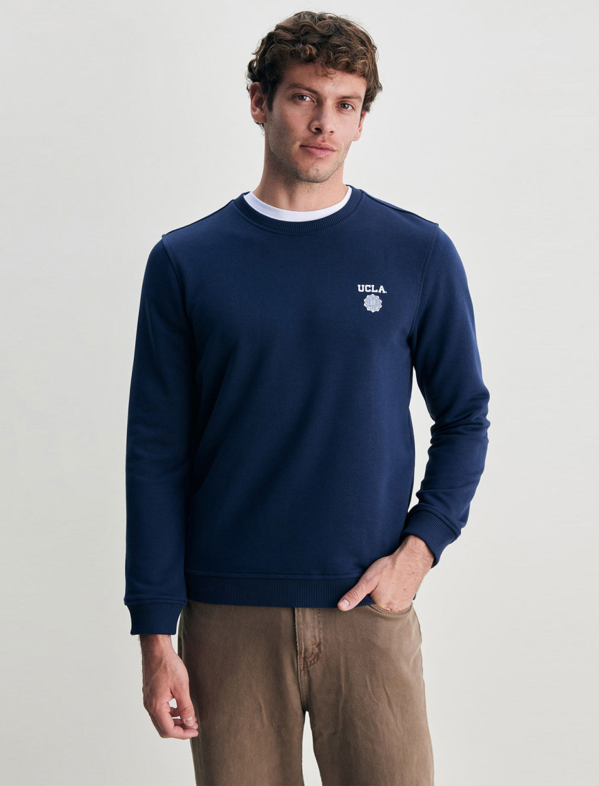 Ucla Valley Erkek Mavi Bisiklet Yaka Sweatshirt