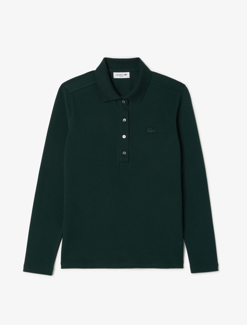 Lacoste Kadın Slim Fit Uzun Kollu Koyu Yeşil Polo Lacoste Kadın Slim Fit Uzun Kollu Koyu Yeşil Polo