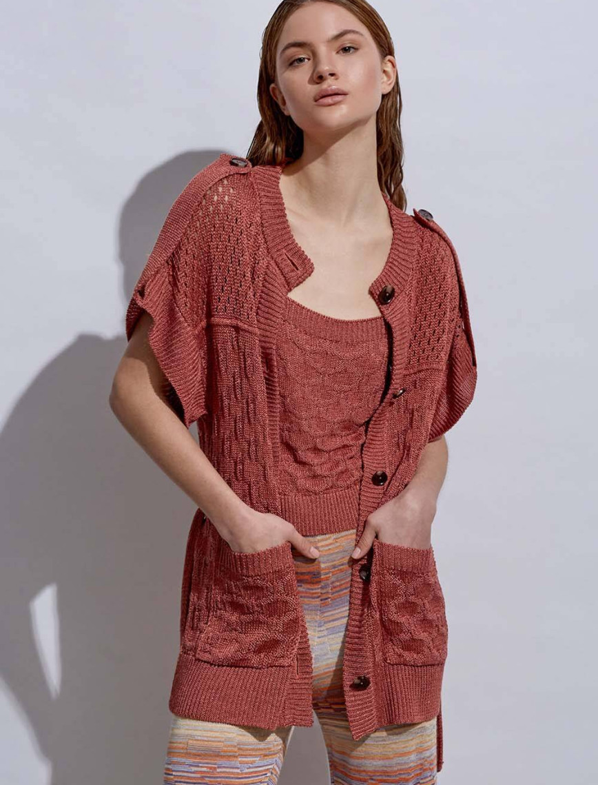 Knitss Askılı Keten Pembe Triko Üst Knitss Askılı Keten Pembe Triko Üst